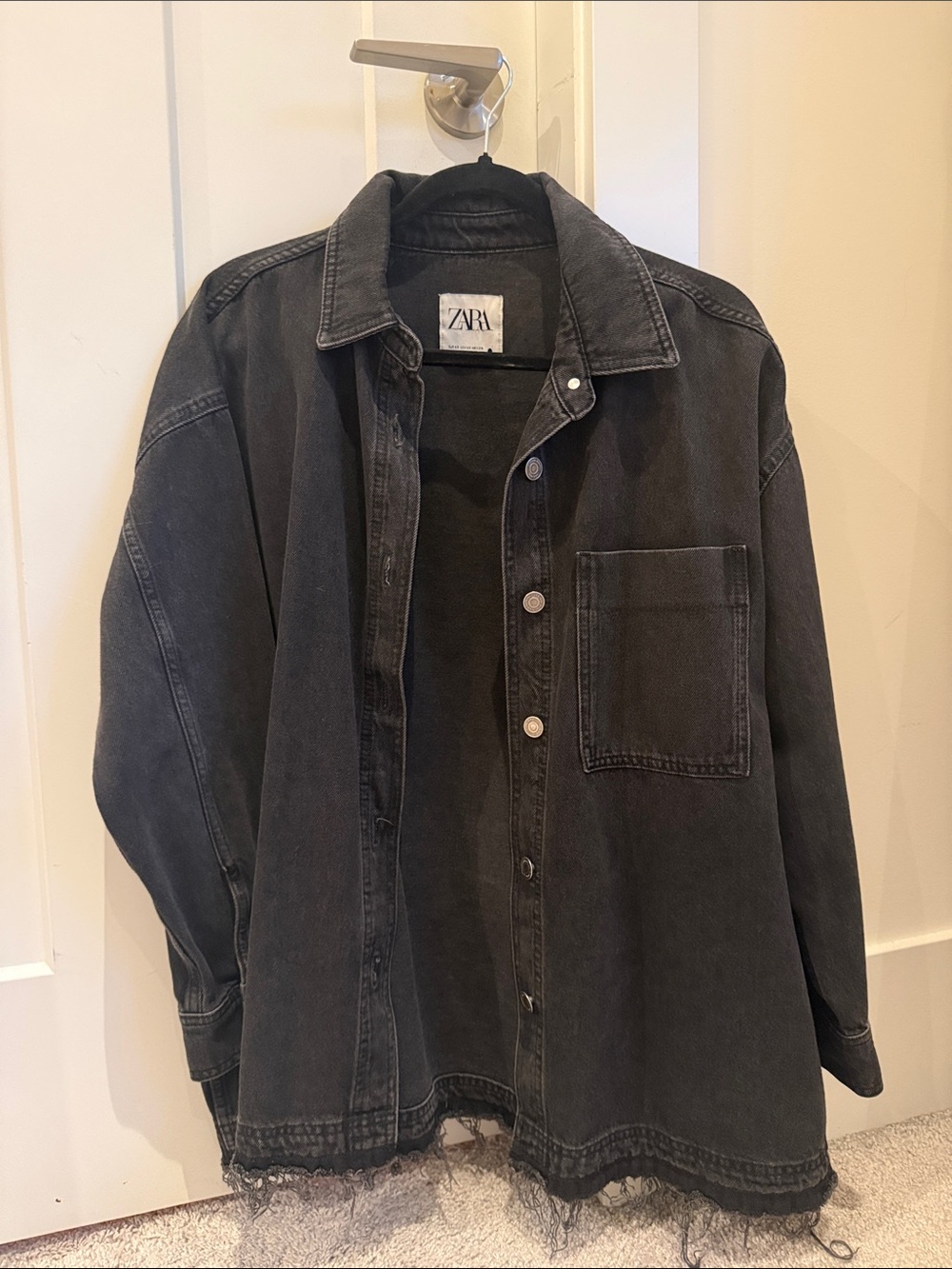 ZARA Charcoal Washed Oversized Denim Jacket